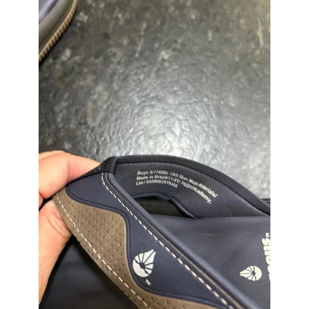 O'Rageous Navy Tan Thong Flip Flop Sandals Womens Size 7 Grendene Made in Brazil